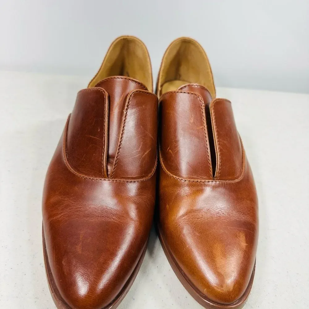 Nisolo Emma D'Orsay Oxford Brown Leather Slip On Shoes Flats size 10